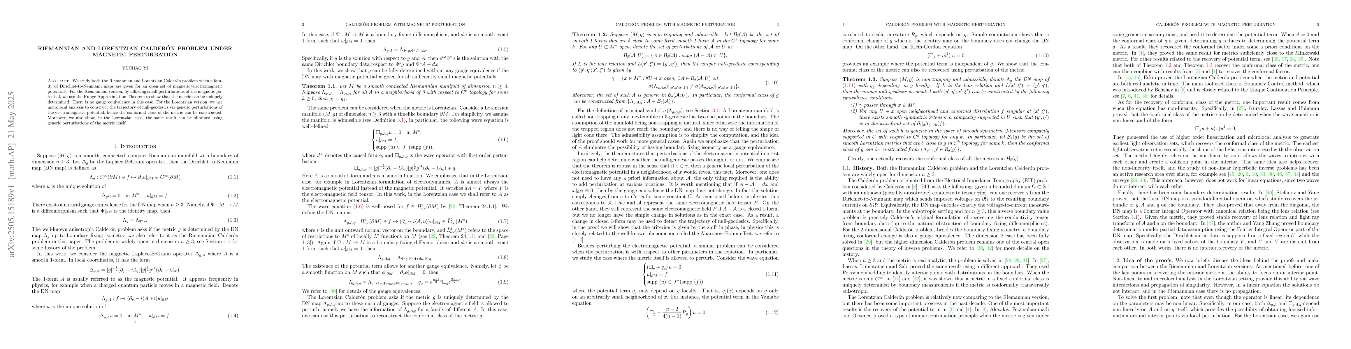 Thumbnail for Riemannian and Lorentzian Calderón problem under Magnetic Perturbation