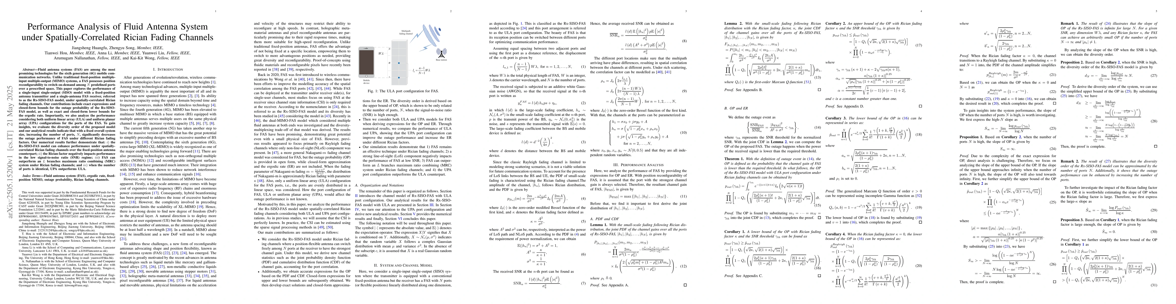 Thumbnail for Performance Analysis of Fluid Antenna System under Spatially-Correlated
  Rician Fading Channels