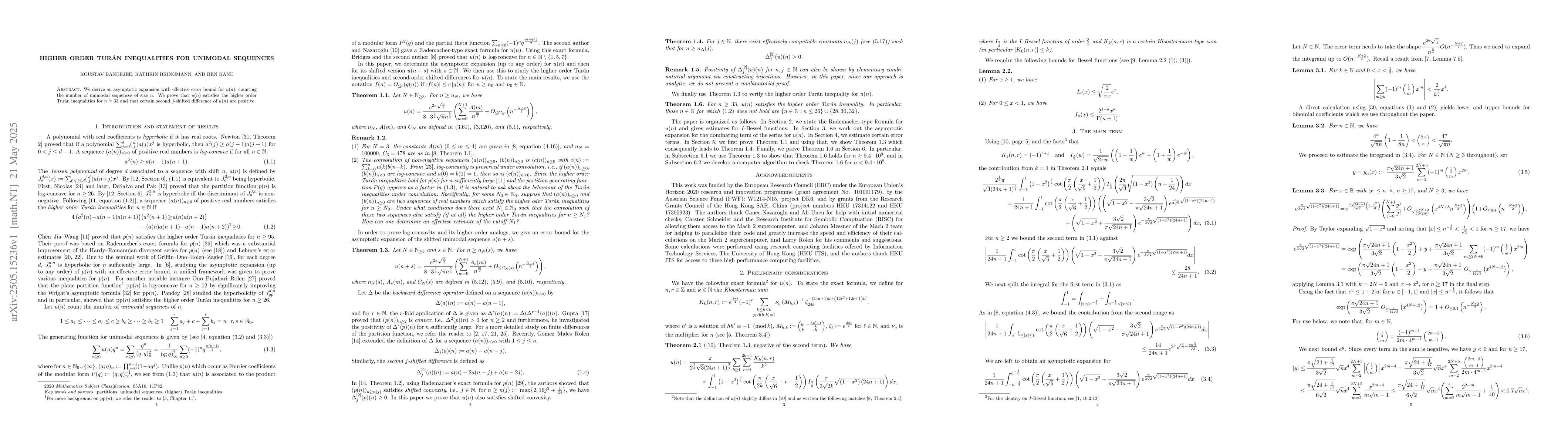 Thumbnail for Higher order Turán inequalities for unimodal sequences