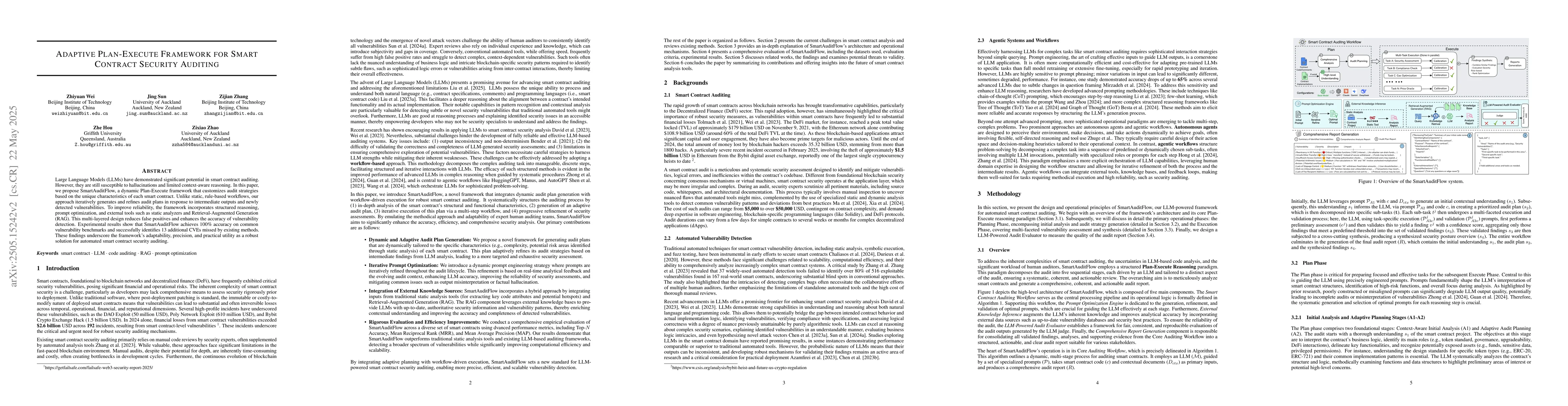 Thumbnail for Adaptive Plan-Execute Framework for Smart Contract Security Auditing