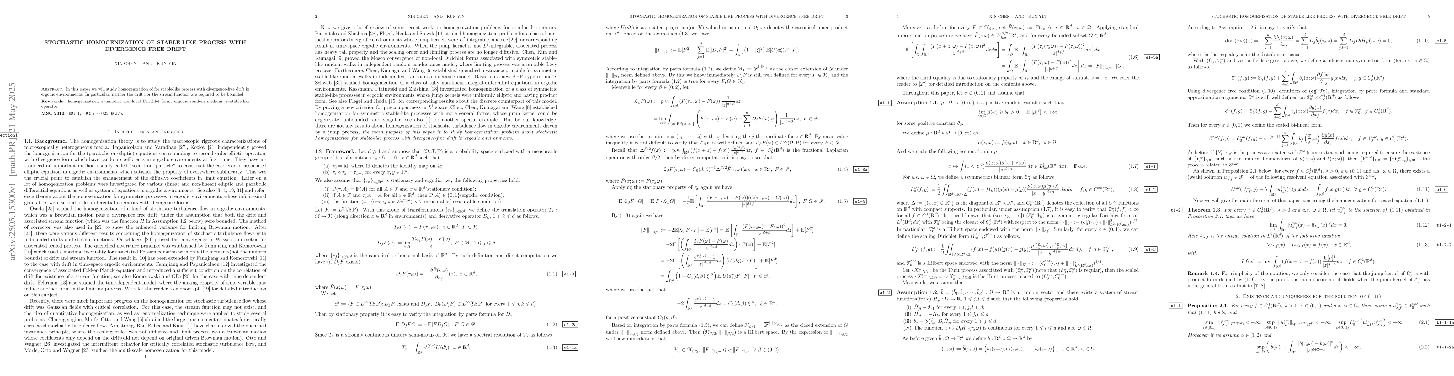 Thumbnail for Stochastic homogenization of stable-like process with divergence free
  drift