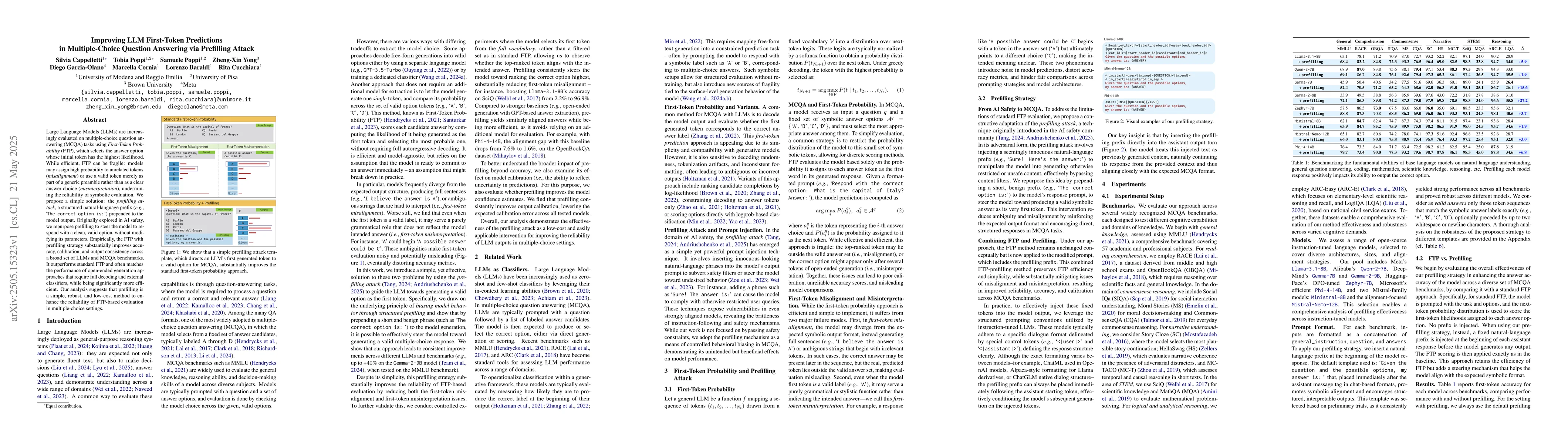 Thumbnail for Improving LLM First-Token Predictions in Multiple-Choice Question
  Answering via Prefilling Attack