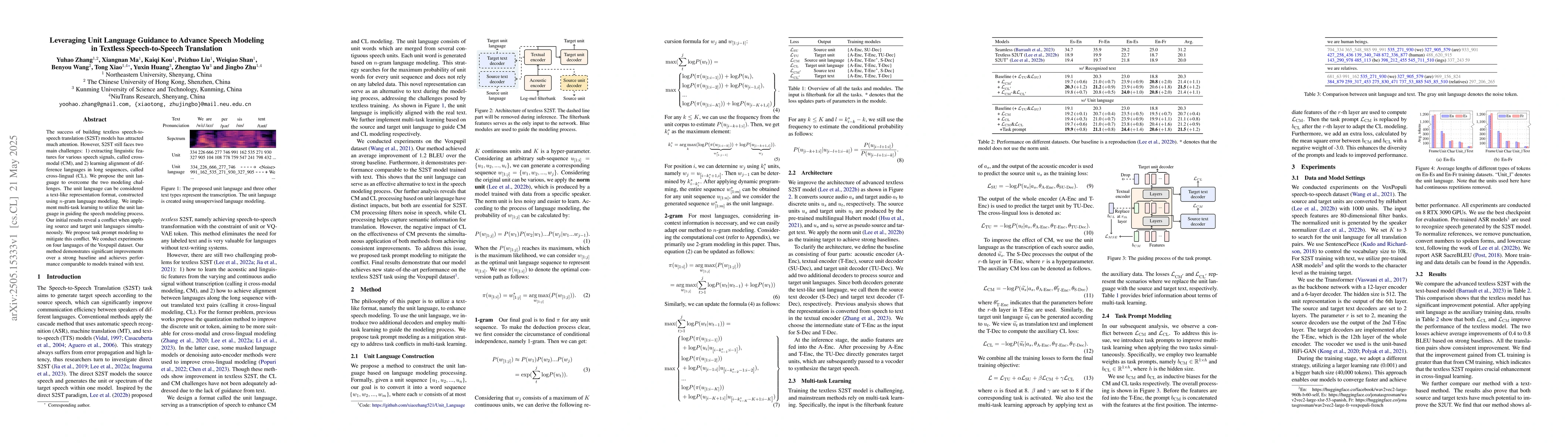 Thumbnail for Leveraging Unit Language Guidance to Advance Speech Modeling in Textless
  Speech-to-Speech Translation
