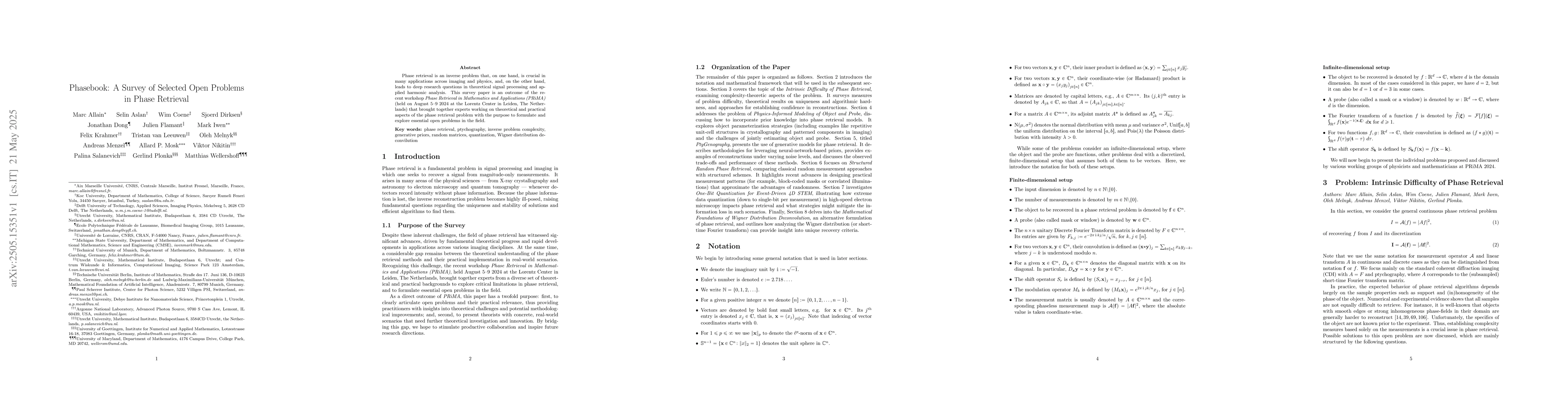 Thumbnail for Phasebook: A Survey of Selected Open Problems in Phase Retrieval