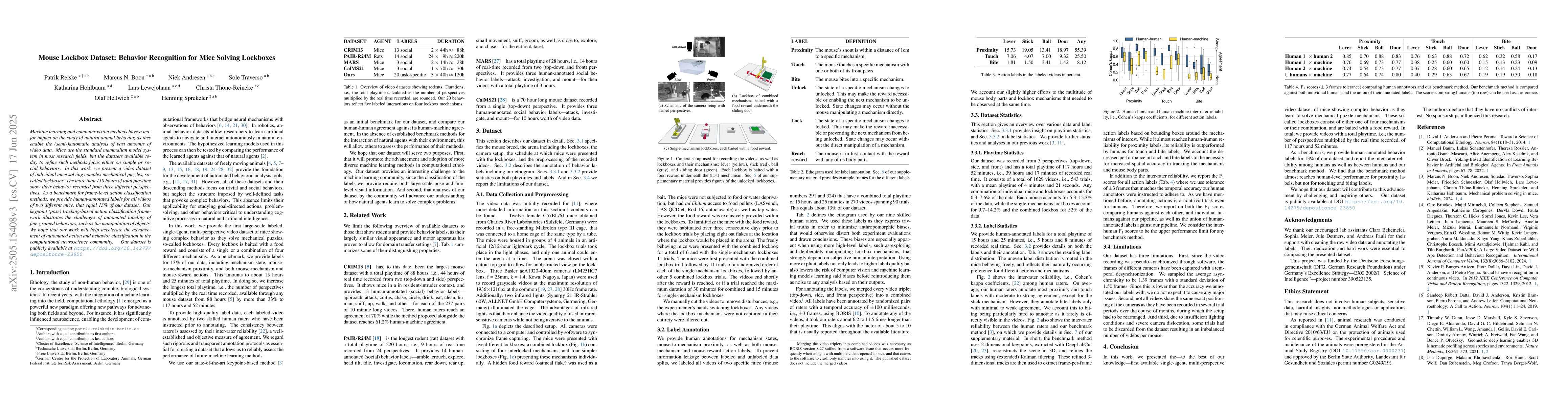 Thumbnail for Mouse Lockbox Dataset: Behavior Recognition for Mice Solving Lockboxes