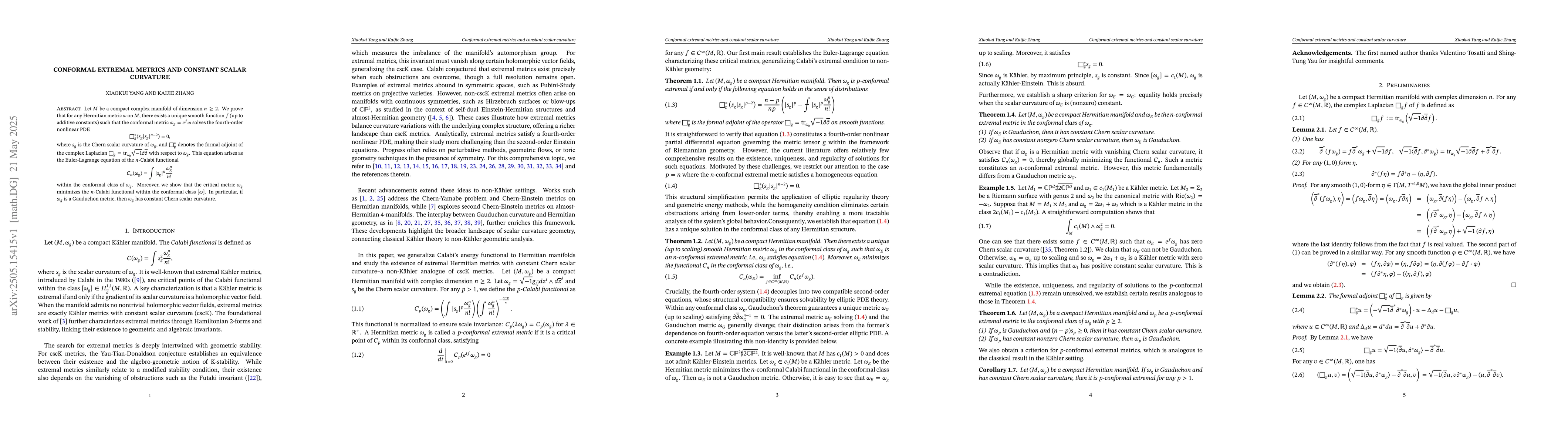 Thumbnail for Conformal extremal metrics and constant scalar curvature
