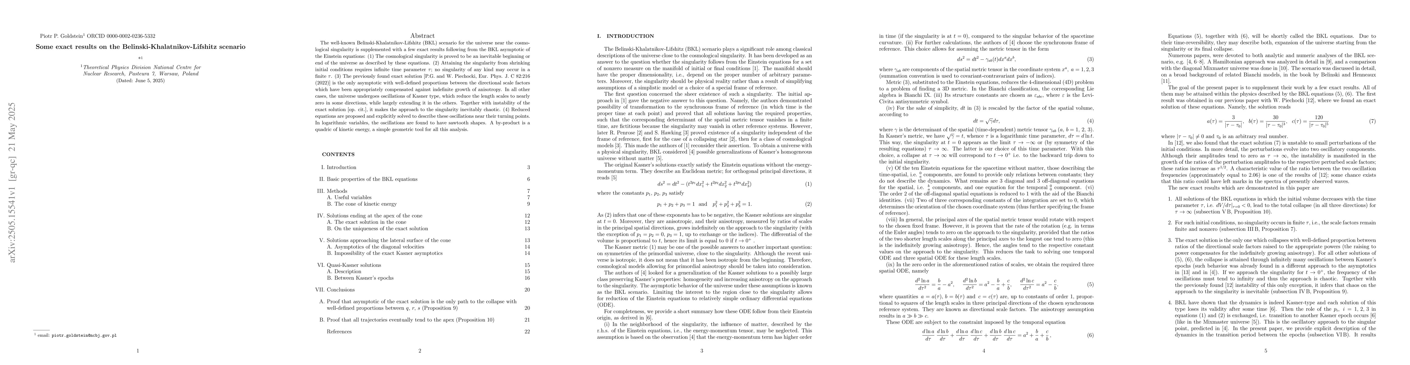 Thumbnail for Some exact results on the Belinski-Khalatnikov-Lifshitz scenario