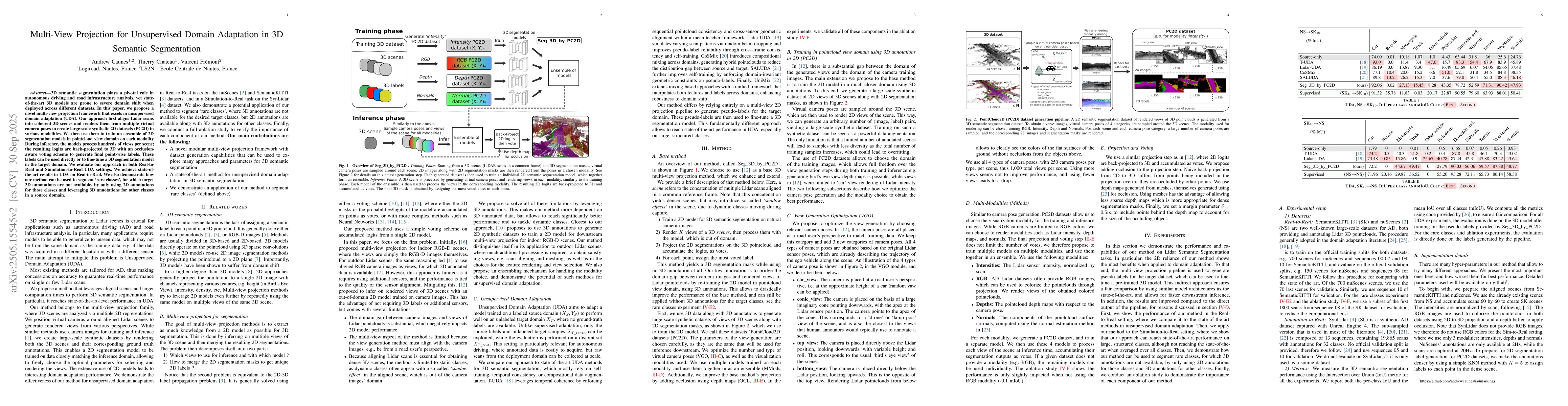 Thumbnail for Multi-View Projection for Unsupervised Domain Adaptation in 3D Semantic
  Segmentation