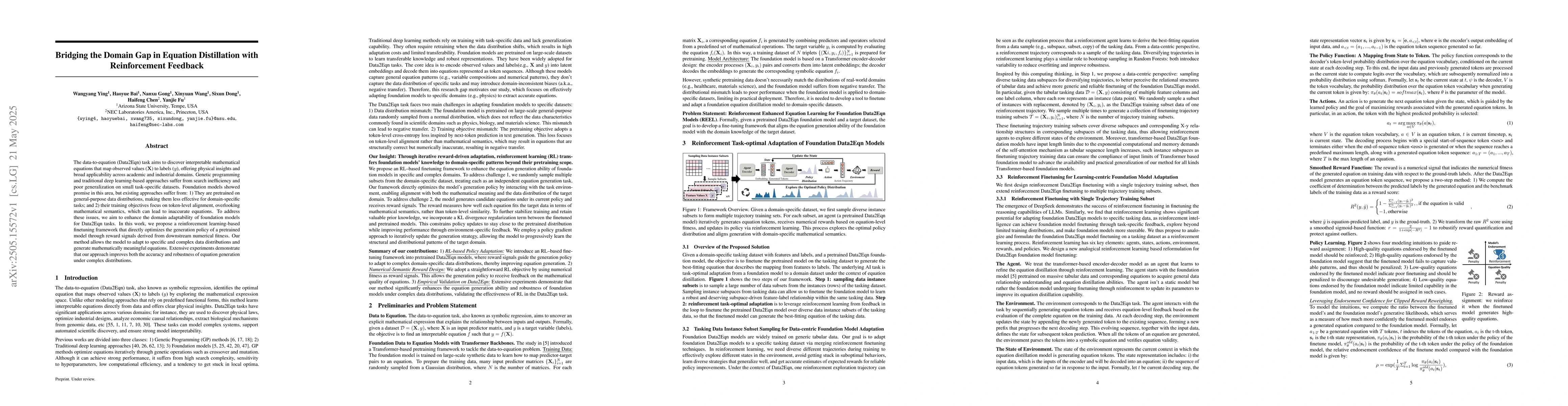 Thumbnail for Bridging the Domain Gap in Equation Distillation with Reinforcement
  Feedback