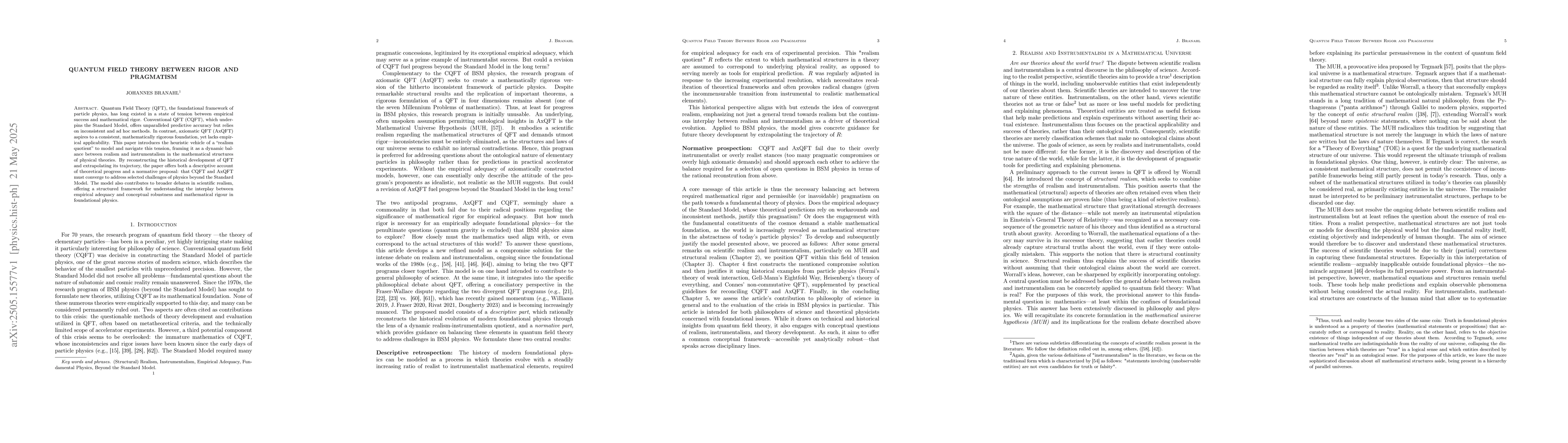 Thumbnail for Quantum Field Theory Between Rigor and Pragmatism