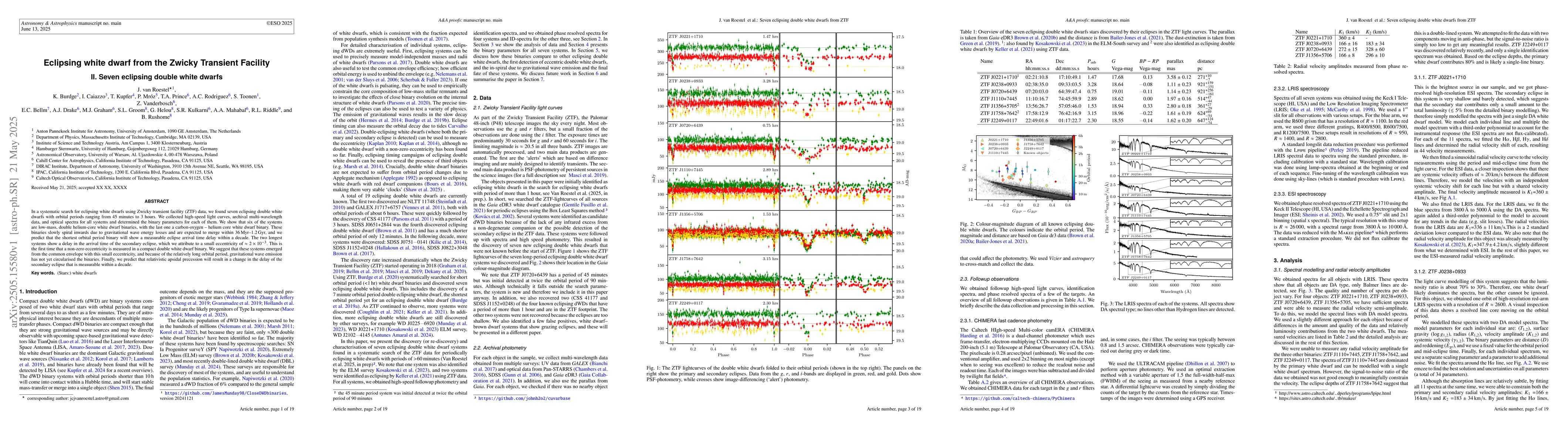 Thumbnail for Eclipsing white dwarf from the Zwicky Transient Facility: II. Seven
  eclipsing double white dwarfs