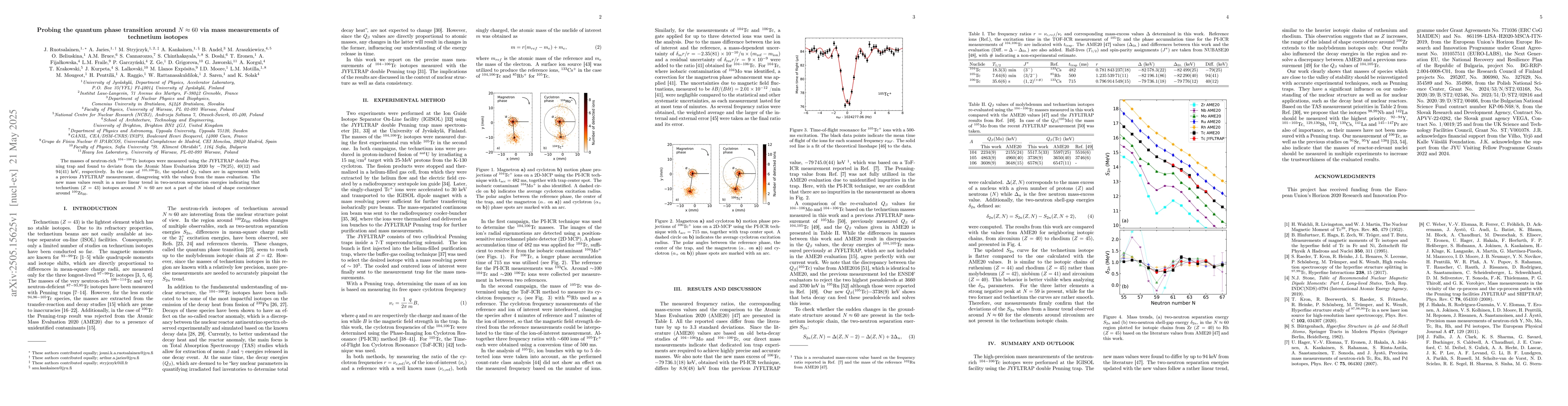 Thumbnail for Probing the quantum phase transition around $N\approx60$ via mass
  measurements of technetium isotopes