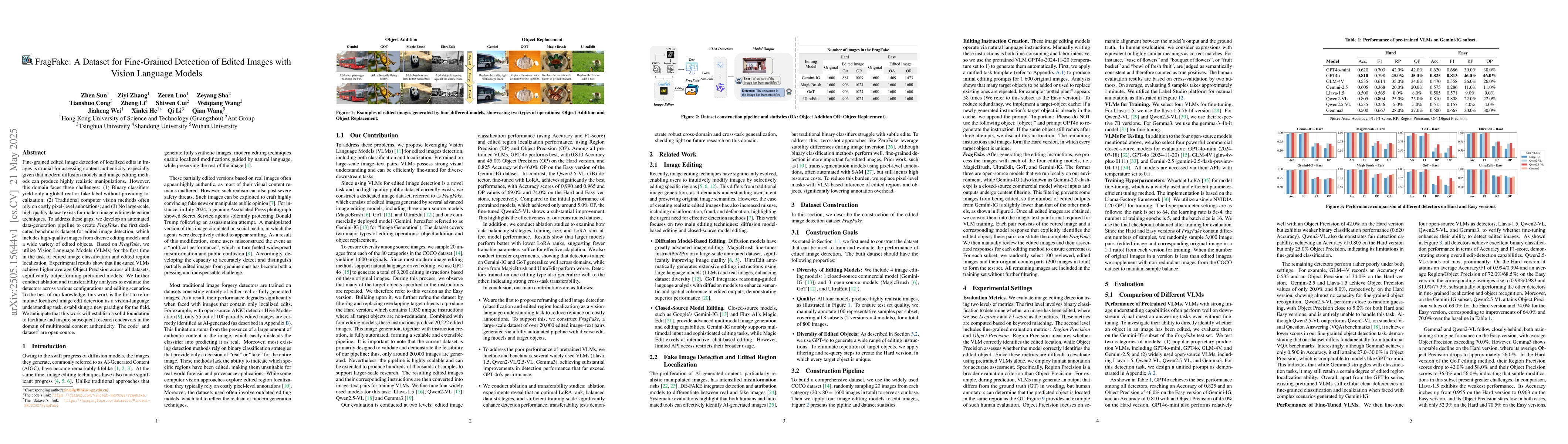 Thumbnail for FragFake: A Dataset for Fine-Grained Detection of Edited Images with
  Vision Language Models