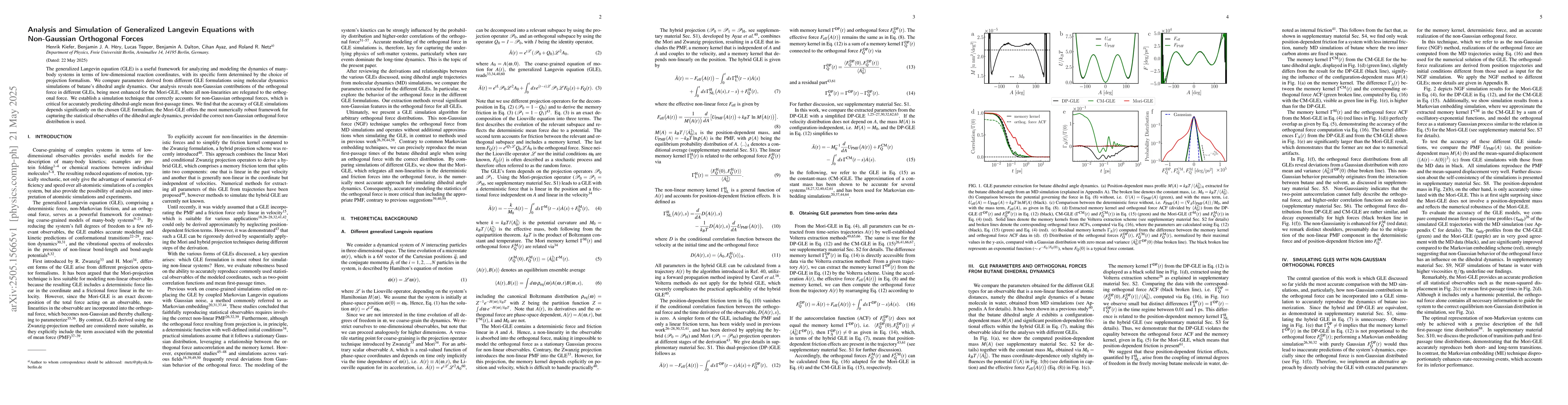 Thumbnail for Analysis and Simulation of Generalized Langevin Equations with
  Non-Gaussian Orthogonal Forces