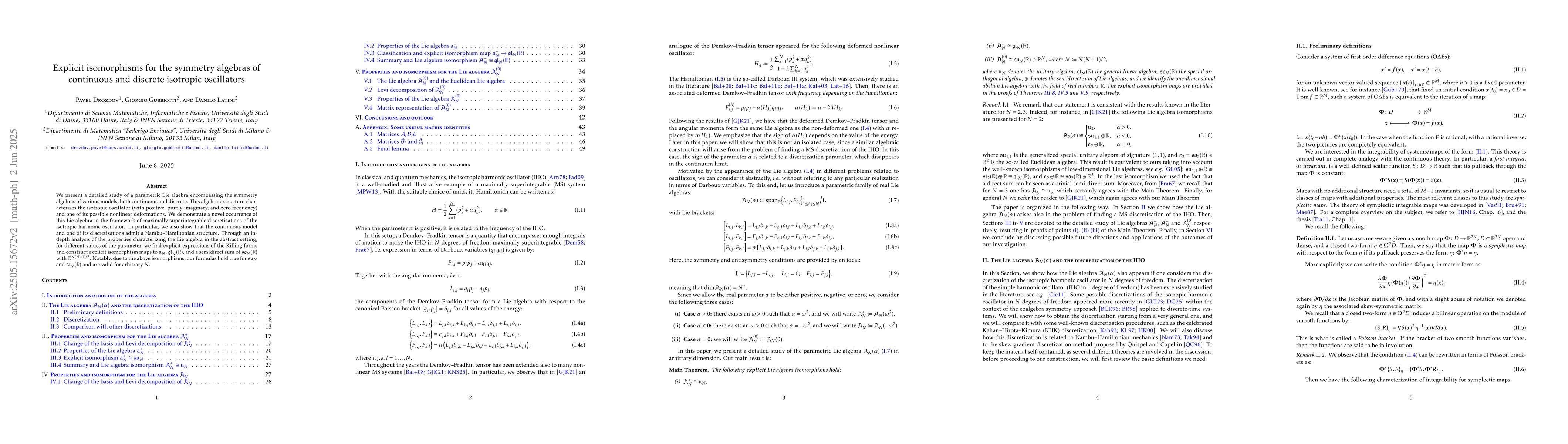 Thumbnail for Explicit isomorphisms for the symmetry algebras of continuous and
  discrete isotropic oscillators
