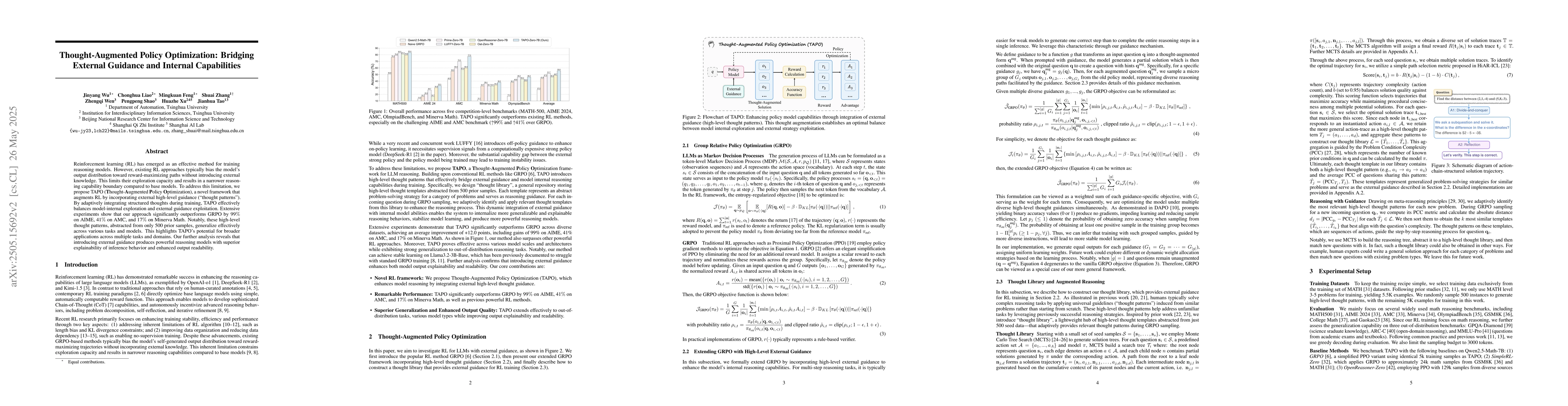 Thumbnail for Thought-Augmented Policy Optimization: Bridging External Guidance and
  Internal Capabilities