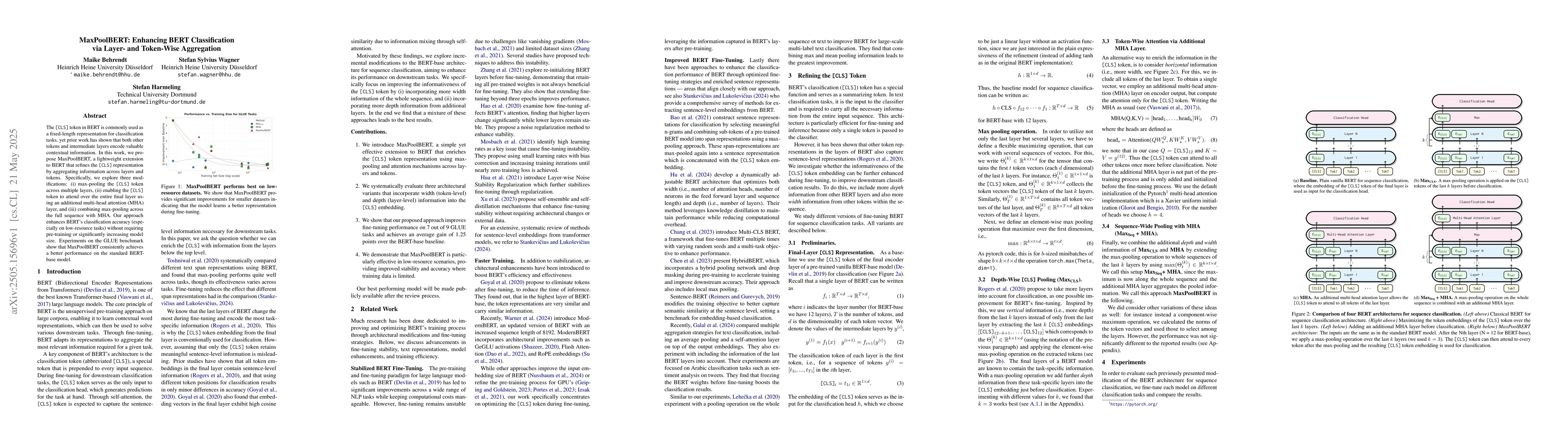 Thumbnail for MaxPoolBERT: Enhancing BERT Classification via Layer- and Token-Wise
  Aggregation