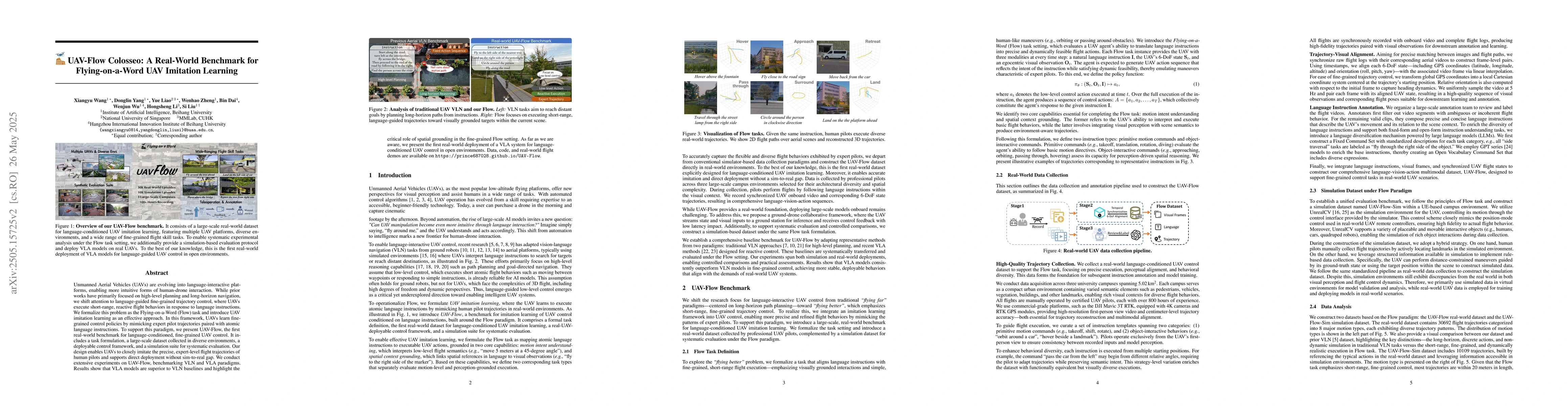 Thumbnail for UAV-Flow Colosseo: A Real-World Benchmark for Flying-on-a-Word UAV
  Imitation Learning