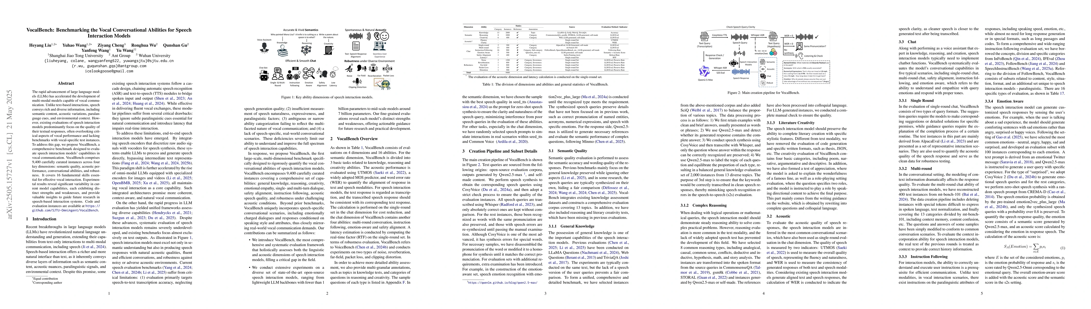 Thumbnail for VocalBench: Benchmarking the Vocal Conversational Abilities for Speech
  Interaction Models