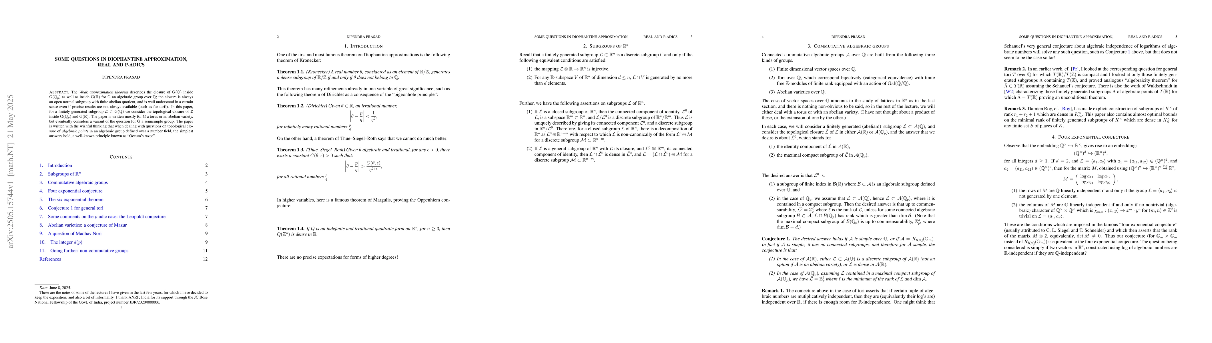 Thumbnail for Some questions in Diophantine approximation: real and p-adics
