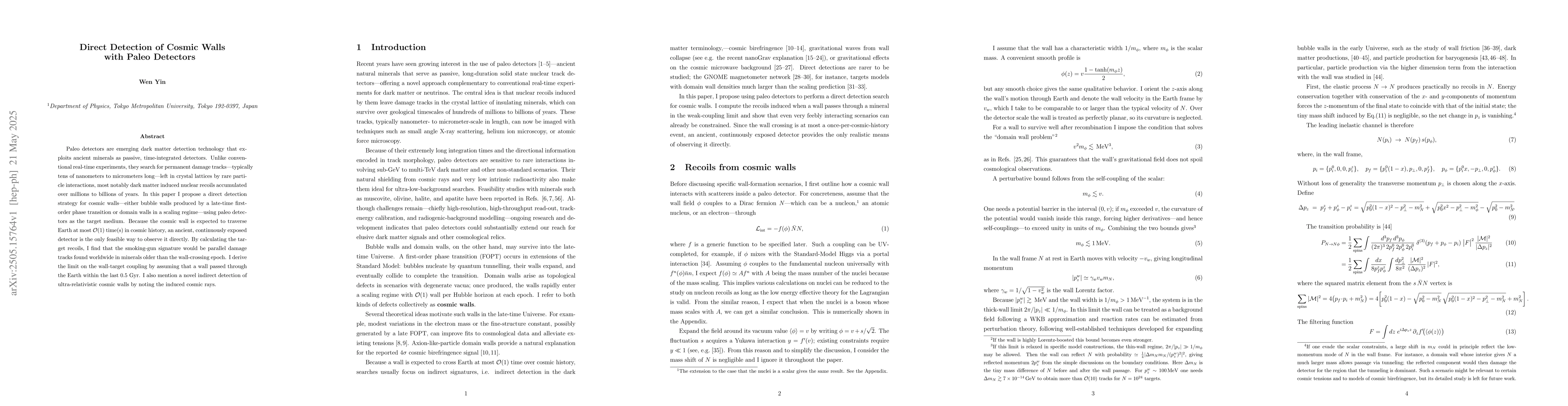 Thumbnail for Direct Detection of Cosmic Walls with Paleo Detectors