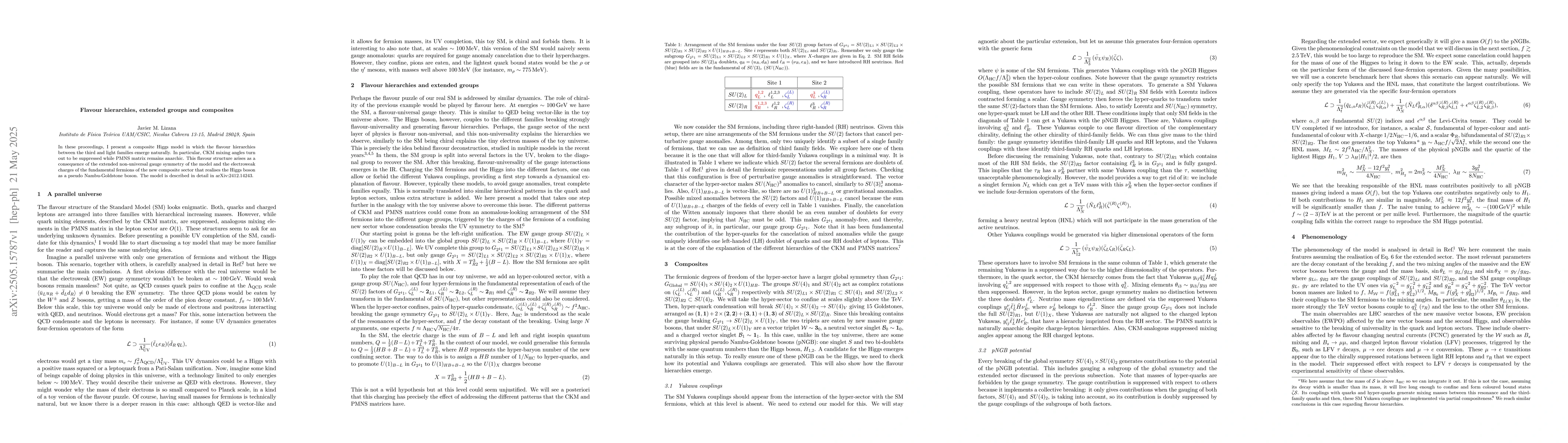 Thumbnail for Flavour hierarchies, extended groups and composites
