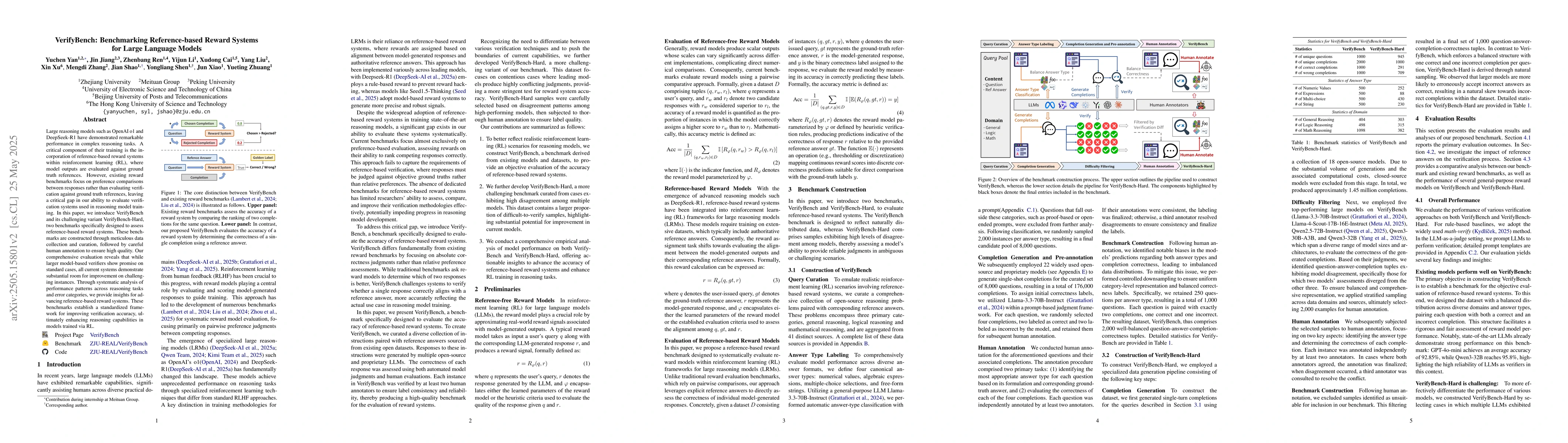 Thumbnail for VerifyBench: Benchmarking Reference-based Reward Systems for Large
  Language Models