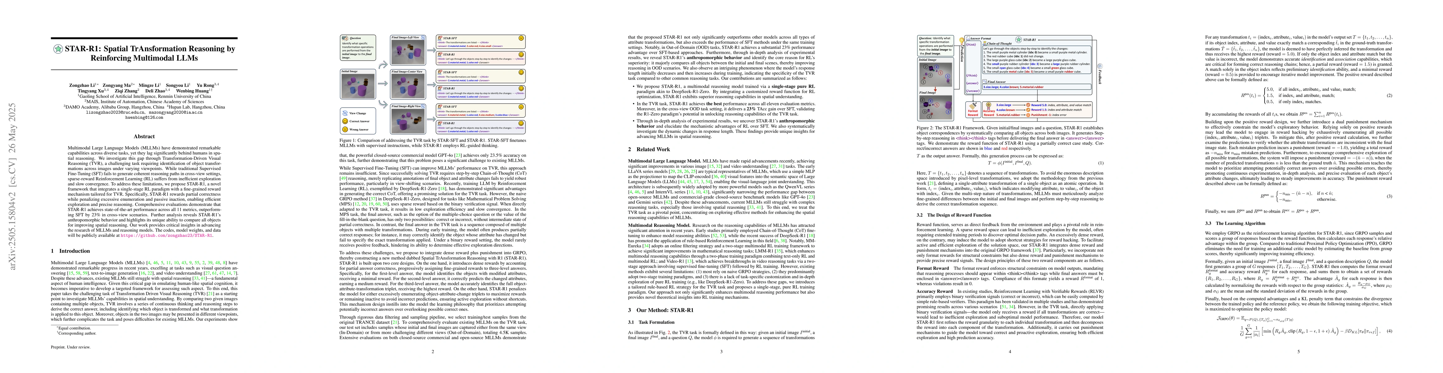 Thumbnail for STAR-R1: Spatial TrAnsformation Reasoning by Reinforcing Multimodal LLMs