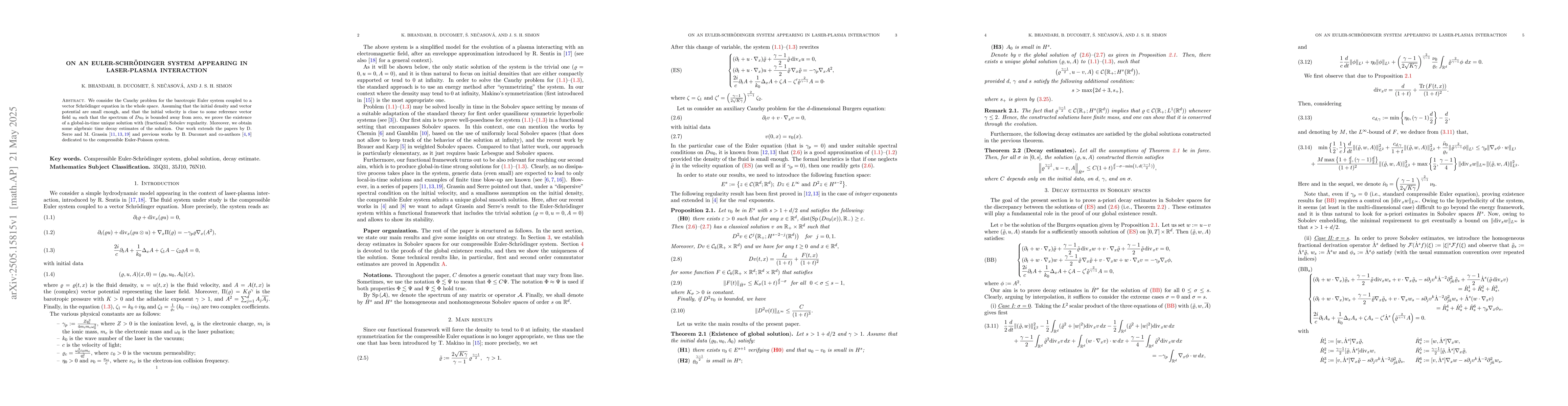 Thumbnail for On an Euler-Schrödinger system appearing in laser-plasma interaction