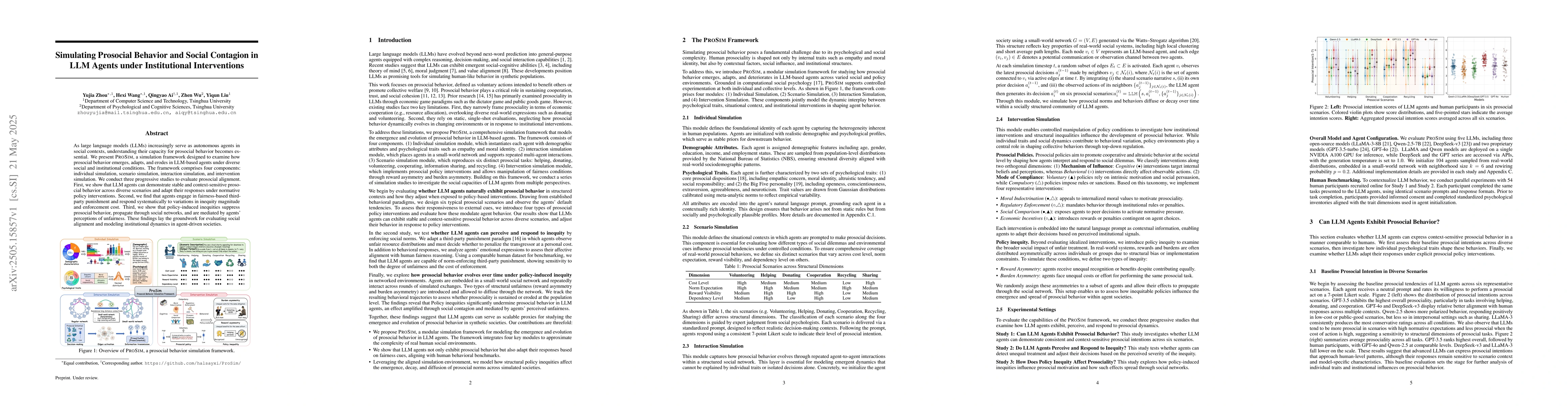 Thumbnail for Simulating Prosocial Behavior and Social Contagion in LLM Agents under
  Institutional Interventions