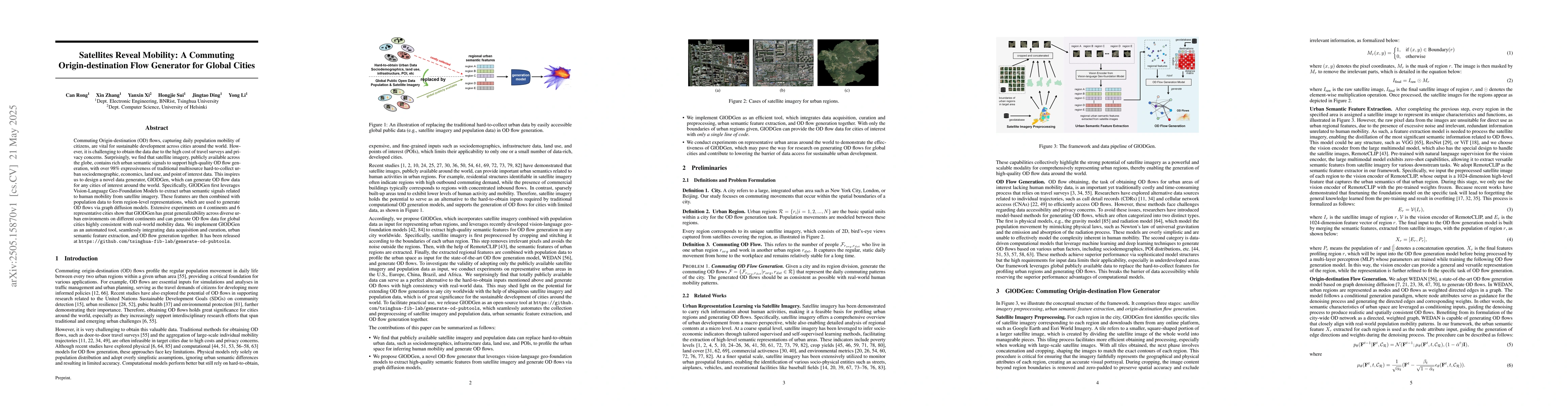 Thumbnail for Satellites Reveal Mobility: A Commuting Origin-destination Flow
  Generator for Global Cities