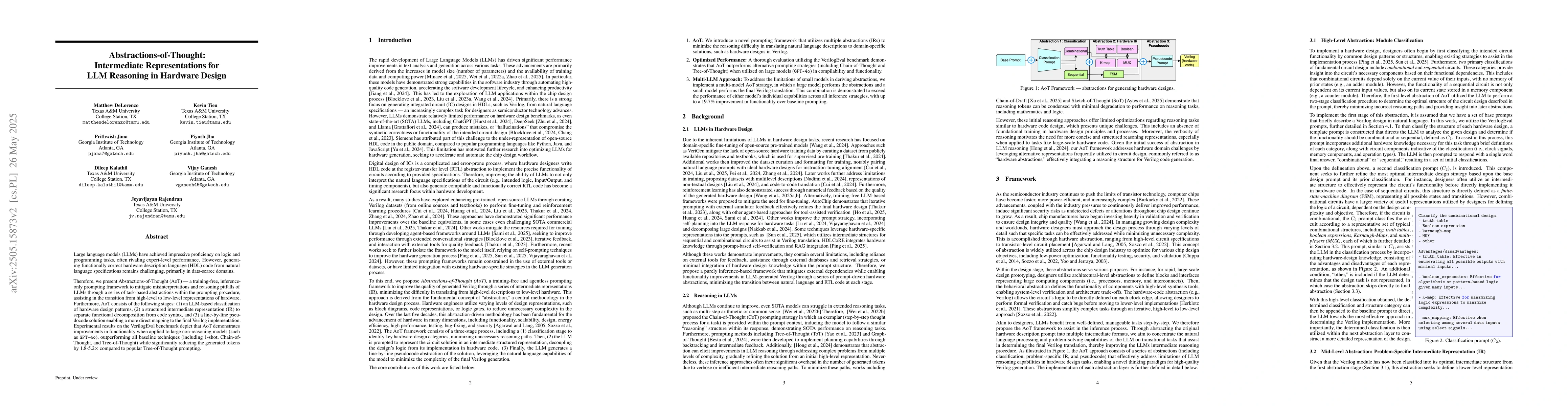 Thumbnail for Abstractions-of-Thought: Intermediate Representations for LLM Reasoning
  in Hardware Design