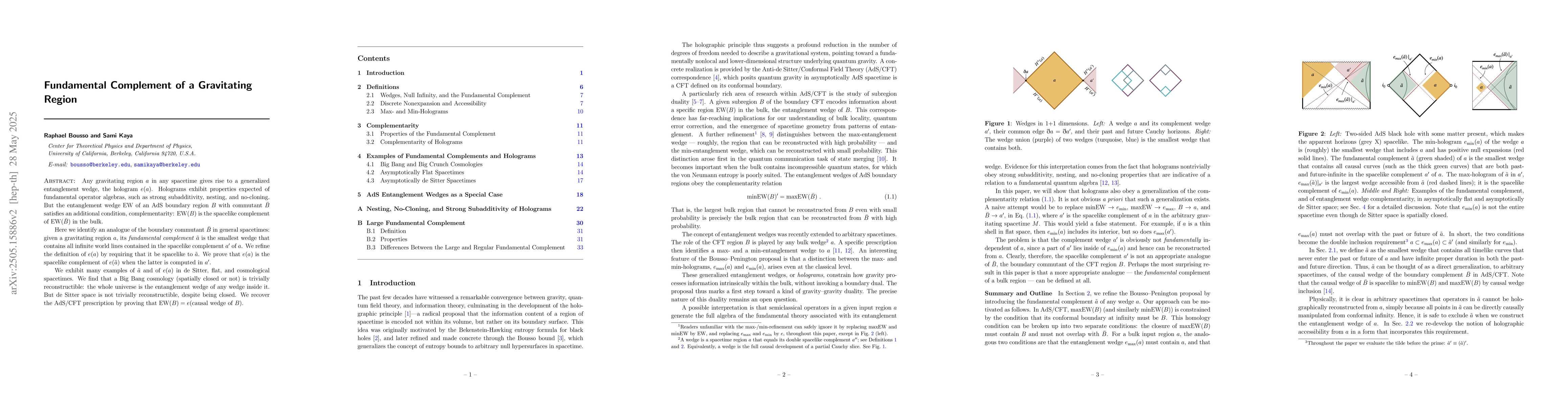Thumbnail for Fundamental Complement of a Gravitating Region