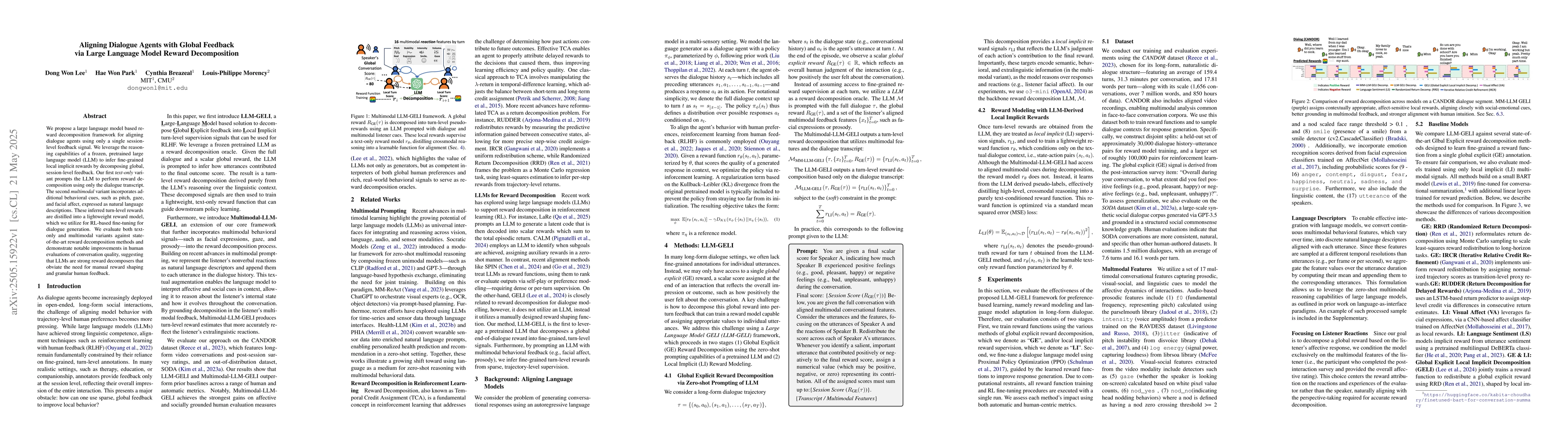 Thumbnail for Aligning Dialogue Agents with Global Feedback via Large Language Model
  Reward Decomposition