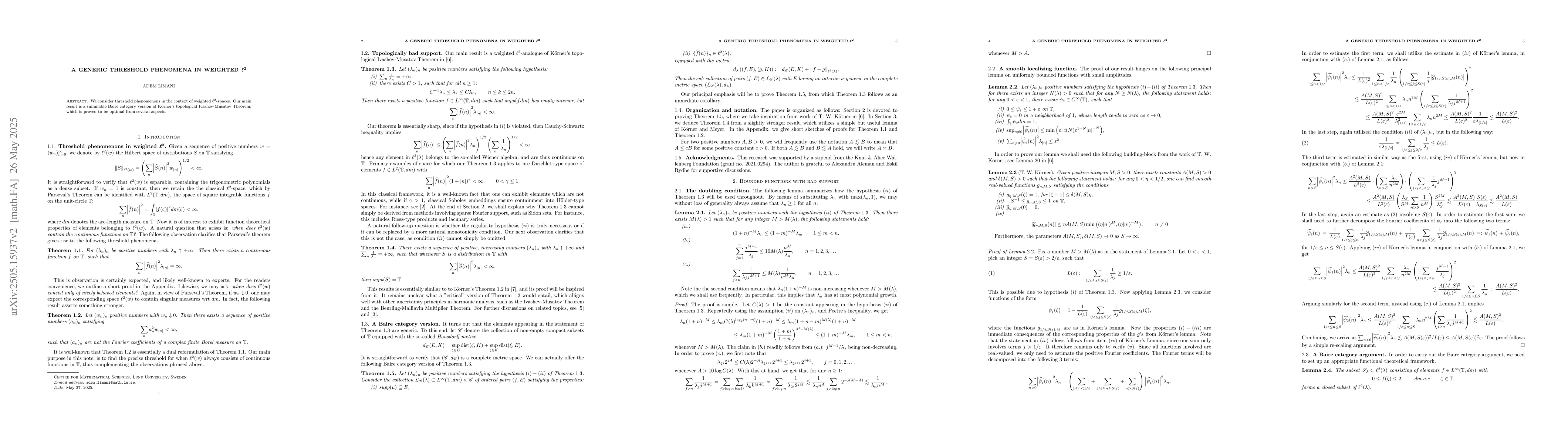 Thumbnail for A generic threshold phenomena in weighted $\ell^2$