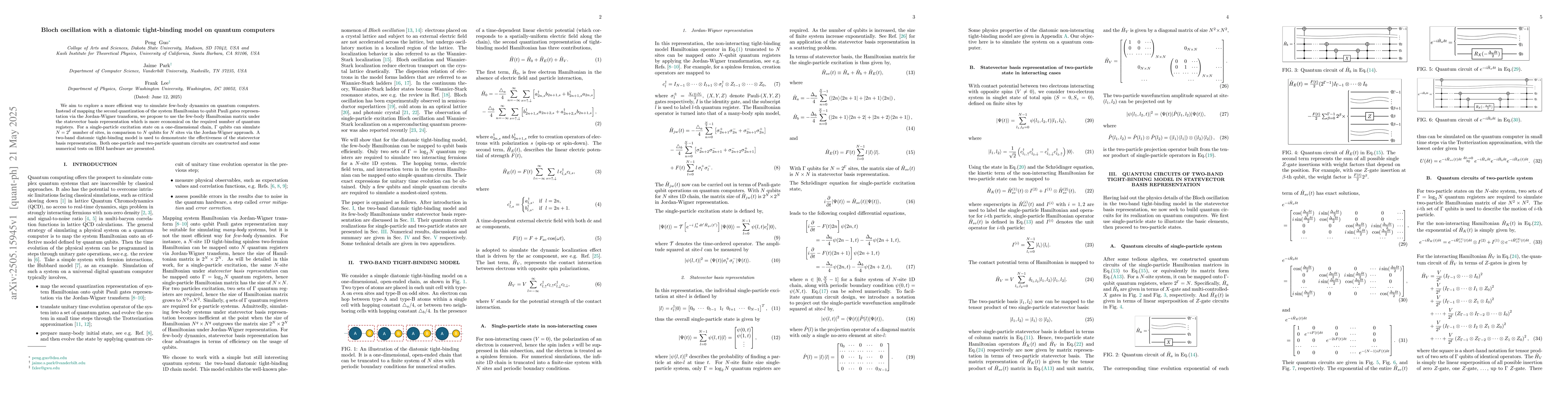Thumbnail for Bloch oscillation with a diatomic tight-binding model on quantum
  computers