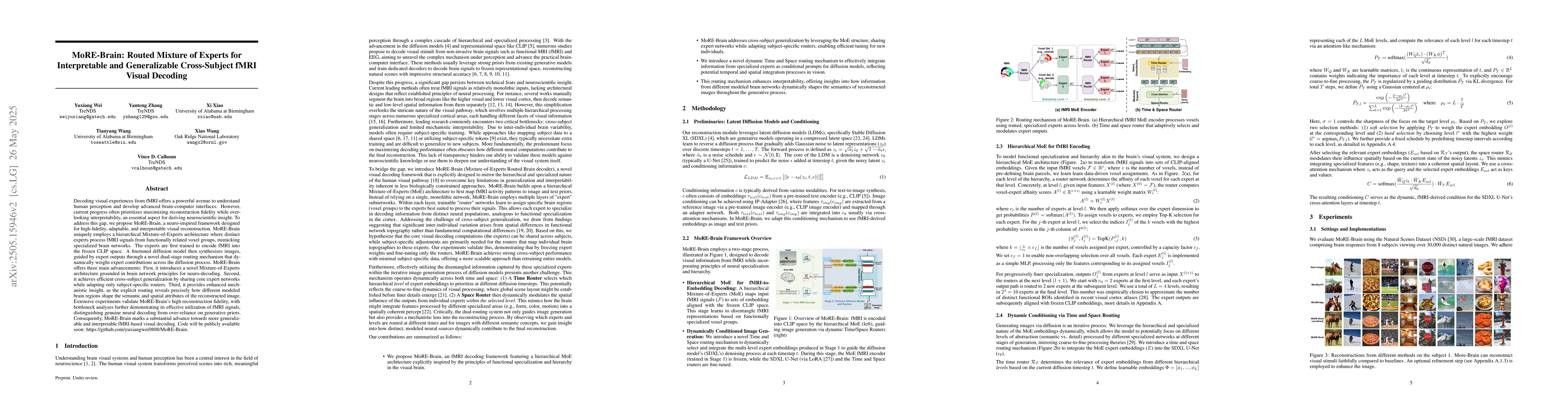 Thumbnail for MoRE-Brain: Routed Mixture of Experts for Interpretable and
  Generalizable Cross-Subject fMRI Visual Decoding