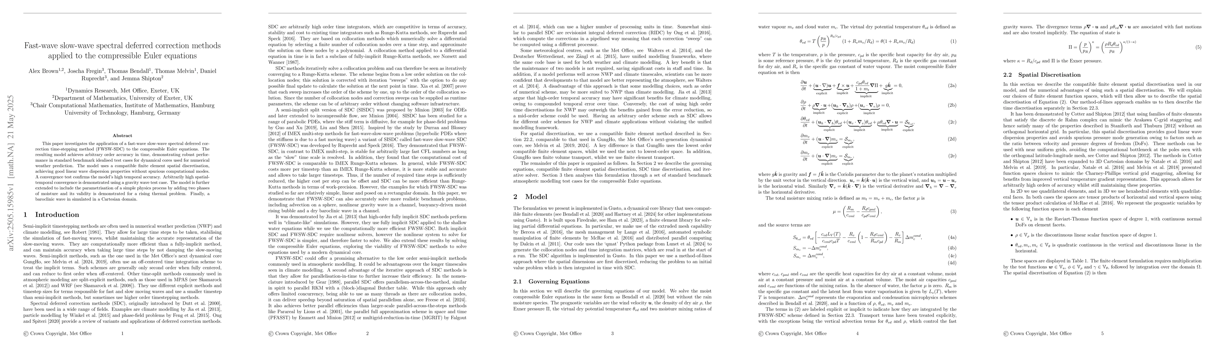 Thumbnail for Fast-wave slow-wave spectral deferred correction methods applied to the
  compressible Euler equations
