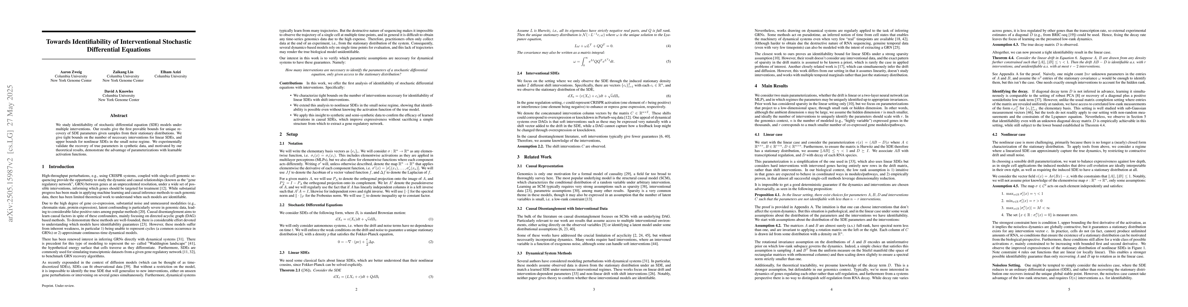 Thumbnail for Towards Identifiability of Interventional Stochastic Differential
  Equations