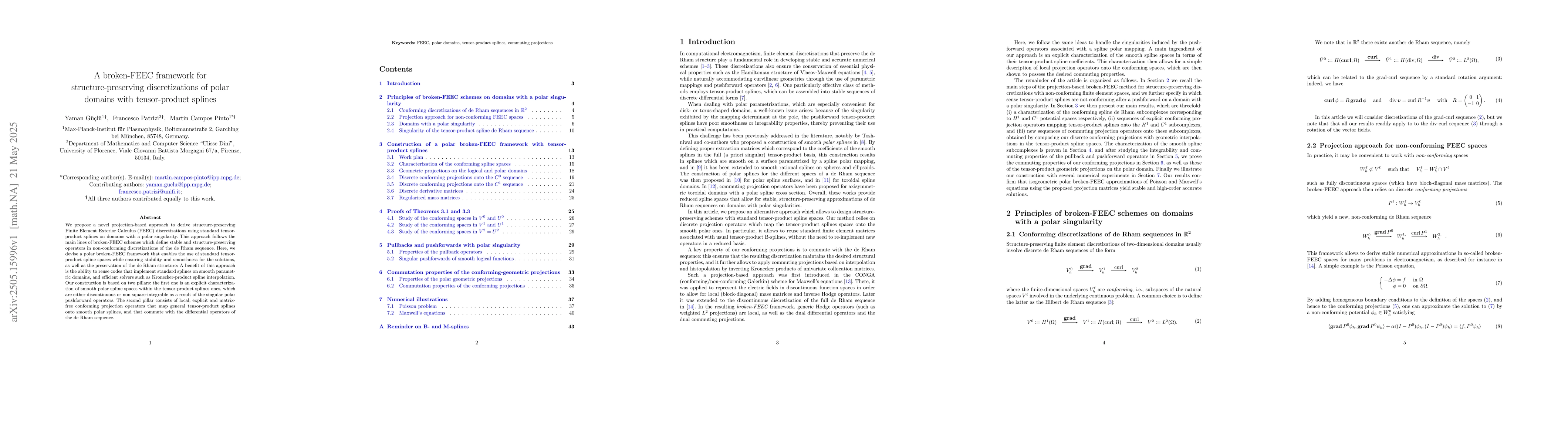 Thumbnail for A broken-FEEC framework for structure-preserving discretizations of
  polar domains with tensor-product splines