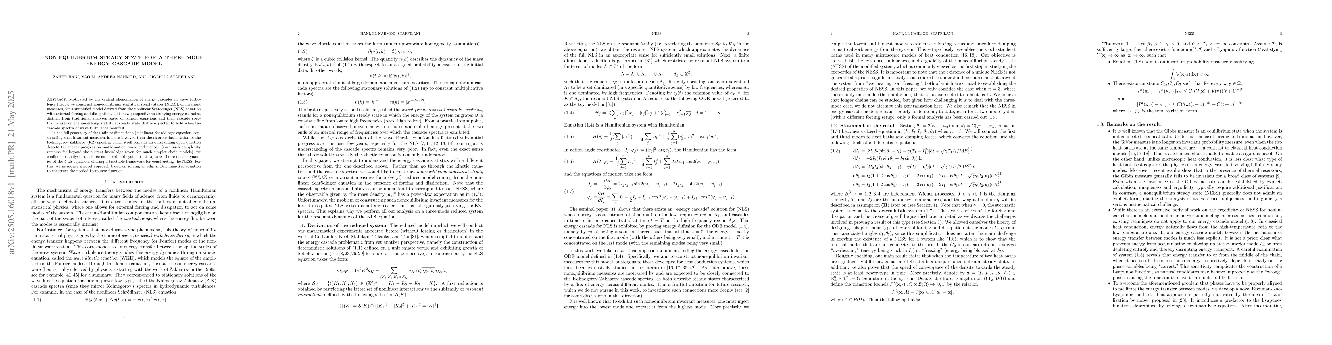 Thumbnail for Non-equilibrium steady state for a three-mode energy cascade model