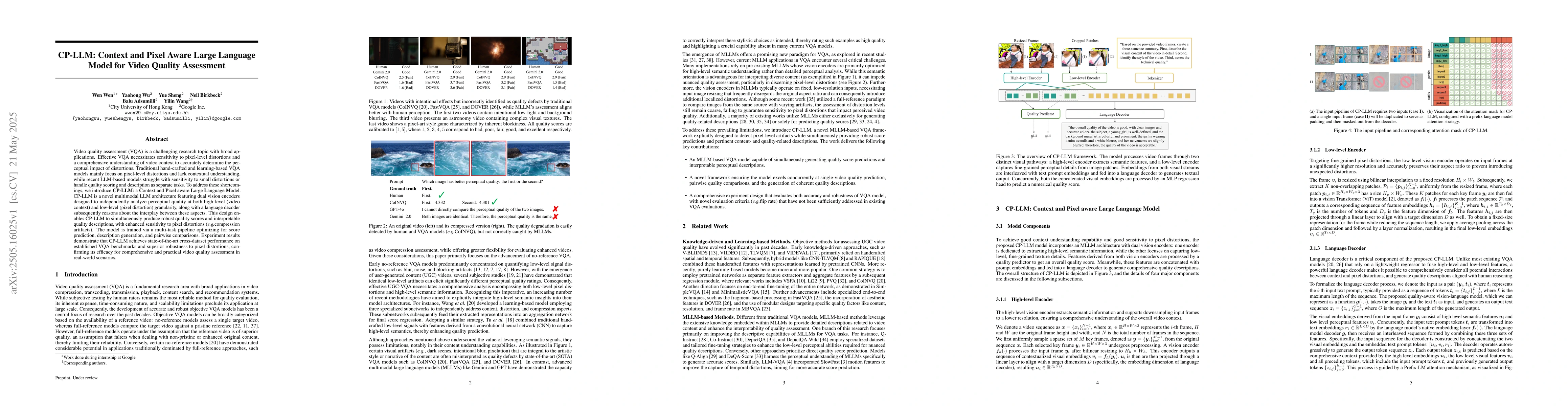 Thumbnail for CP-LLM: Context and Pixel Aware Large Language Model for Video Quality
  Assessment