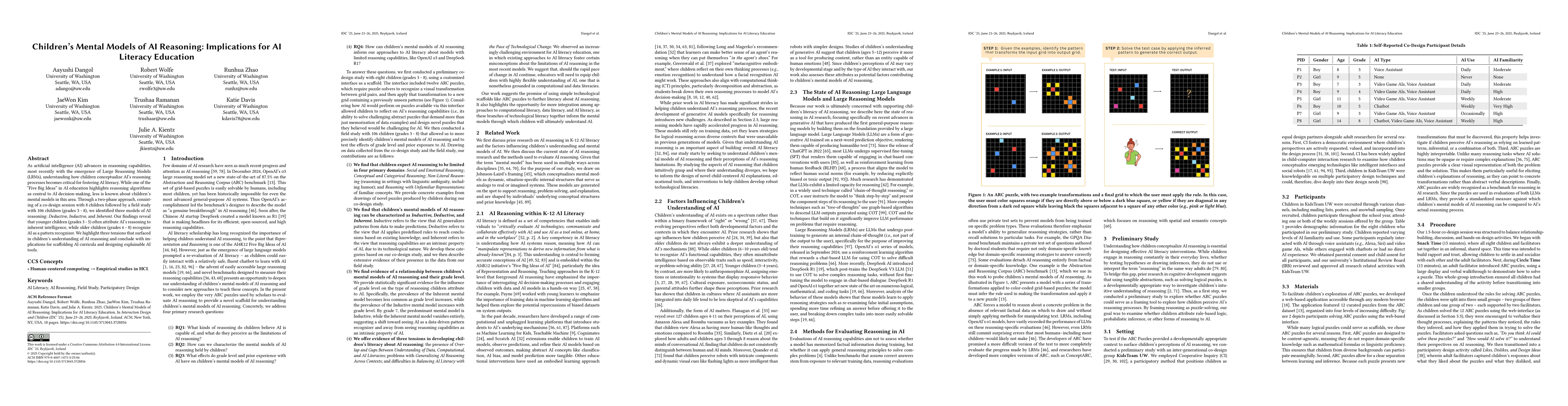 Thumbnail for Children's Mental Models of AI Reasoning: Implications for AI Literacy
  Education