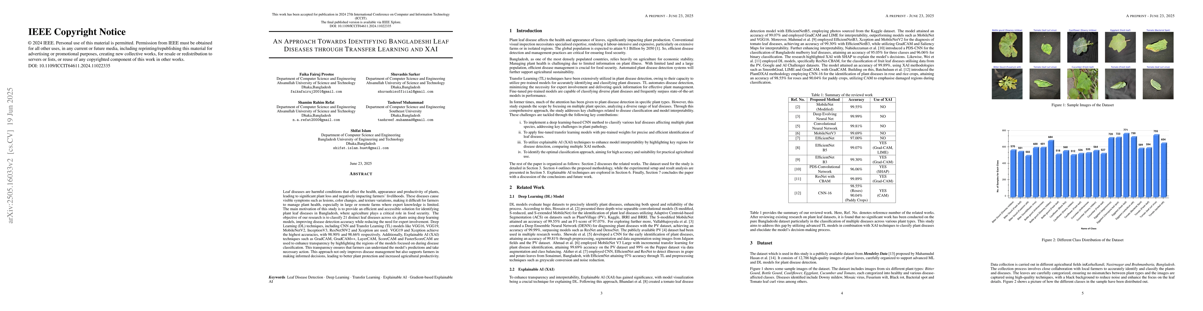 Thumbnail for An Approach Towards Identifying Bangladeshi Leaf Diseases through
  Transfer Learning and XAI