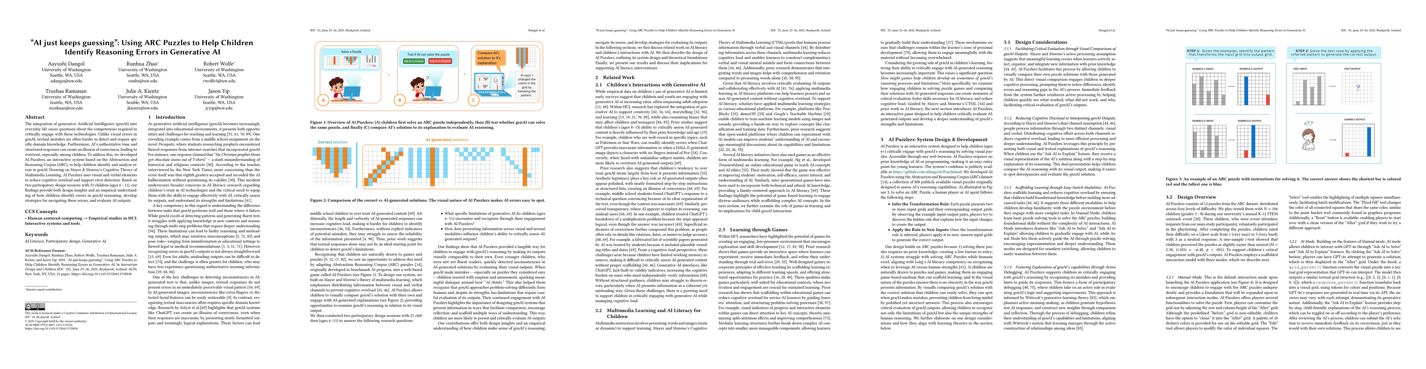 Thumbnail for "AI just keeps guessing": Using ARC Puzzles to Help Children Identify
  Reasoning Errors in Generative AI