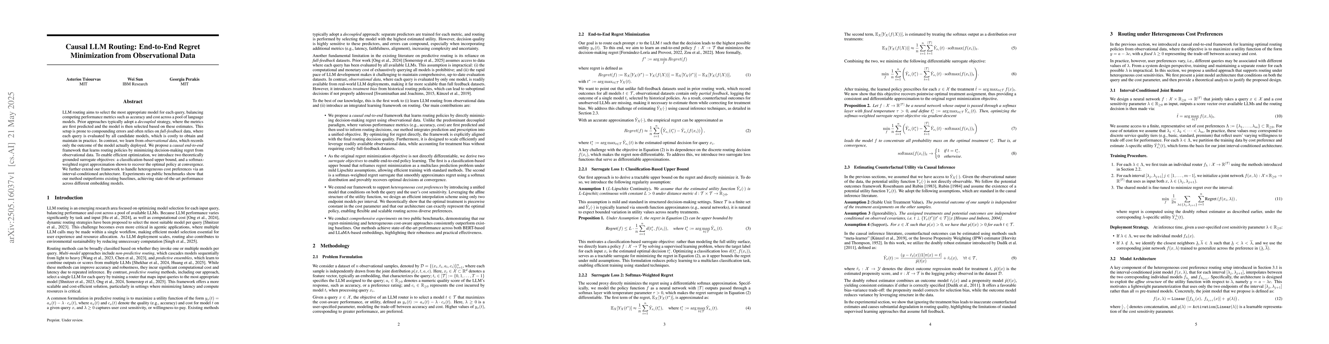 Thumbnail for Causal LLM Routing: End-to-End Regret Minimization from Observational
  Data
