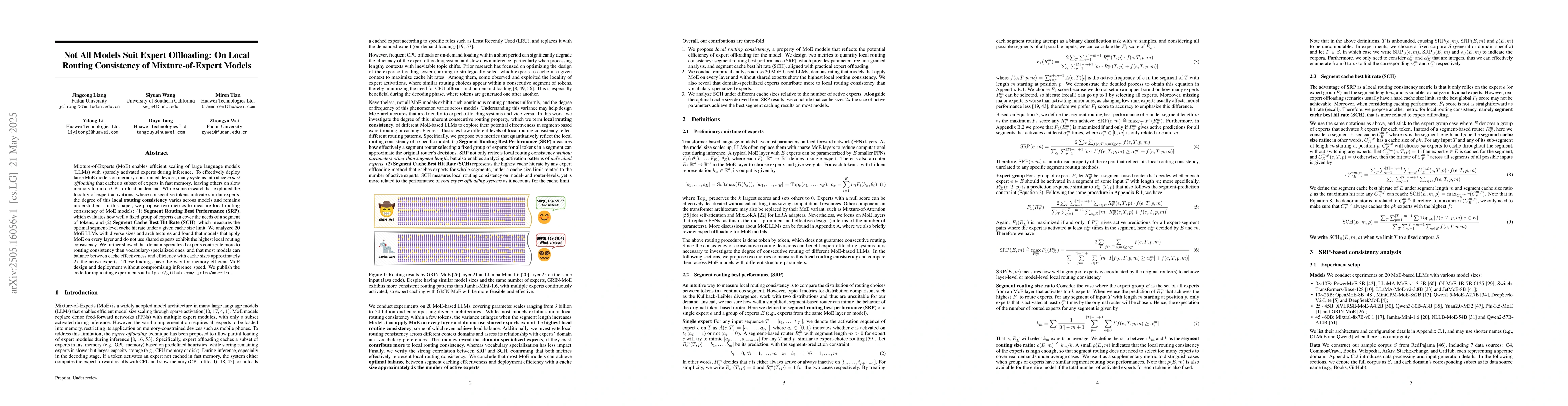 Thumbnail for Not All Models Suit Expert Offloading: On Local Routing Consistency of
  Mixture-of-Expert Models