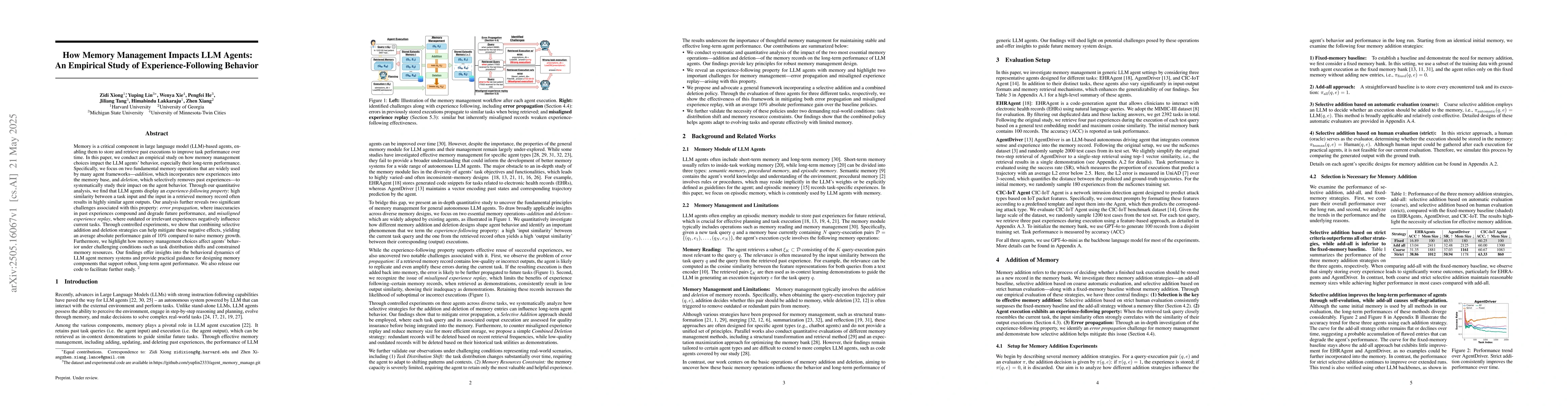 Thumbnail for How Memory Management Impacts LLM Agents: An Empirical Study of
  Experience-Following Behavior