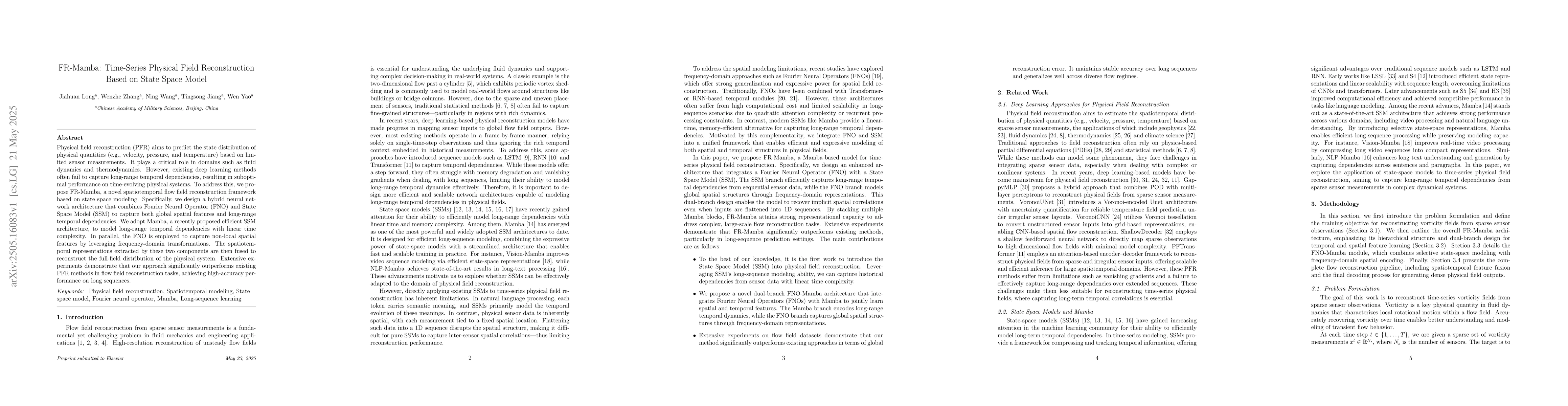Thumbnail for FR-Mamba: Time-Series Physical Field Reconstruction Based on State Space
  Model