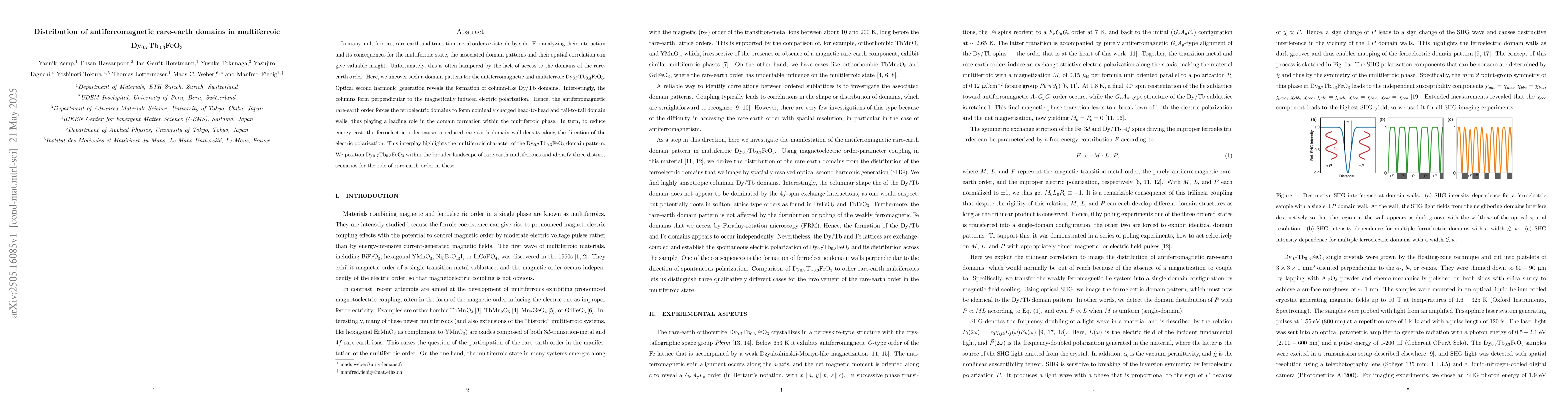 Thumbnail for Distribution of antiferromagnetic rare-earth domains in multiferroic
  Dy$_{0.7}$Tb$_{0.3}$FeO$_3$